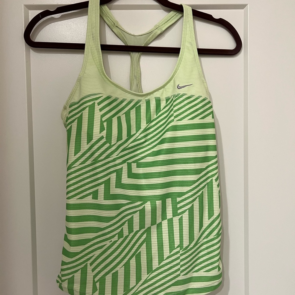 Nike Lime green and White Drfit Patterned Tank Top